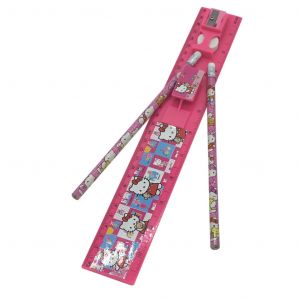 Hello Kitty Scale Ruler Set With 2 Pencils,  Rubber And Sharpner Kit