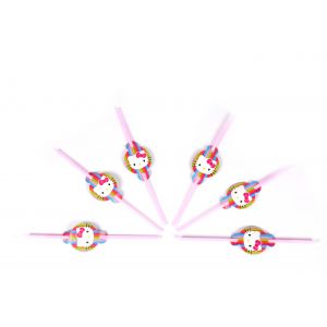 Hello Kitty Theme Drinking Straws (6 Pcs/Pack)