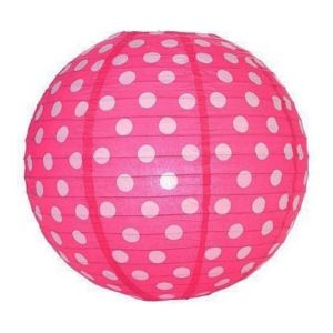 Polka Dot 12 Inches Paper Lantern-Hot Pink