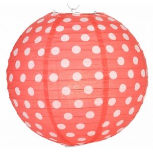 12 Inch Polka Dot Paper Lantern - Red