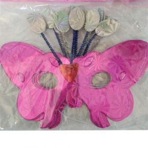 Fushia Paper Butterfly Eye Mask (Pack Of 6)