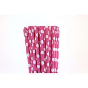 Polka Dot Paper Straw - Pink