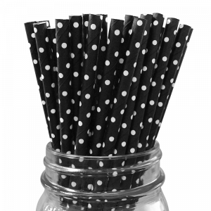 Black Small Polka Dot Paper Straws