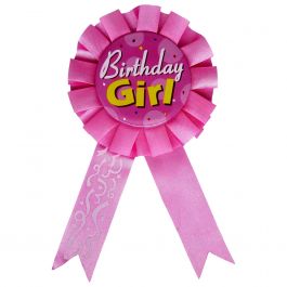 Pink Birthday Girl Ribbon Badge